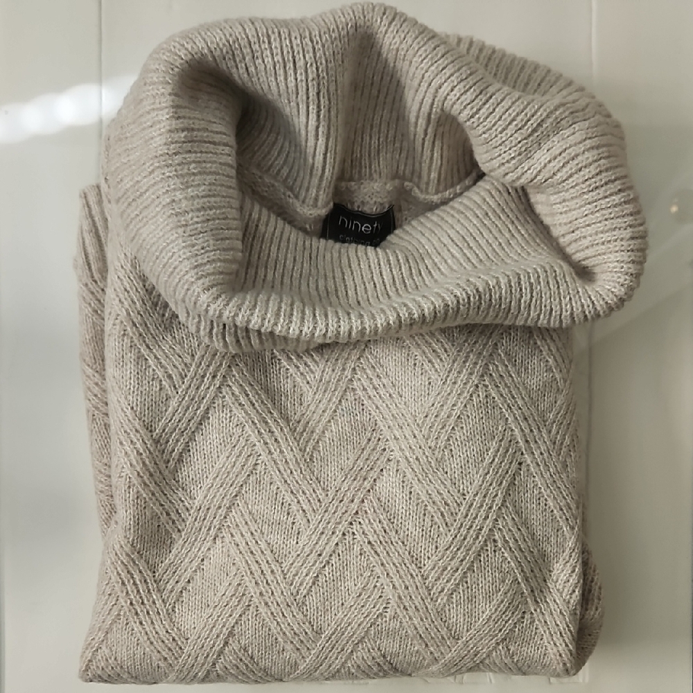Ninety Cream Cowl Neck Sweater